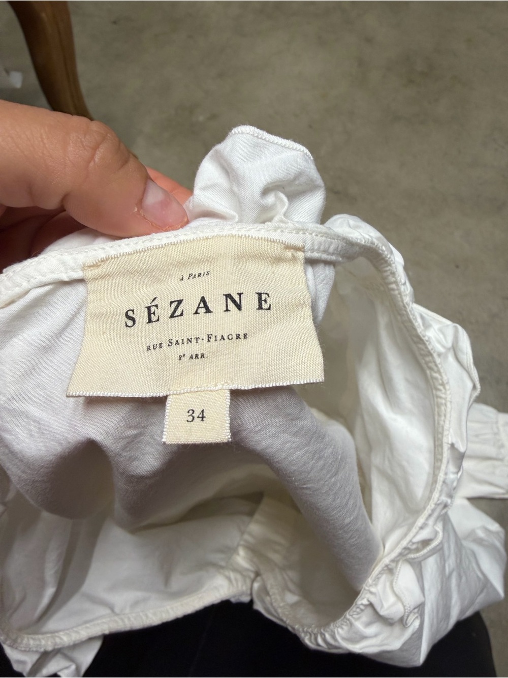 Sezane White Ruffled Button-Down Blouse - Picture 5 of 5
